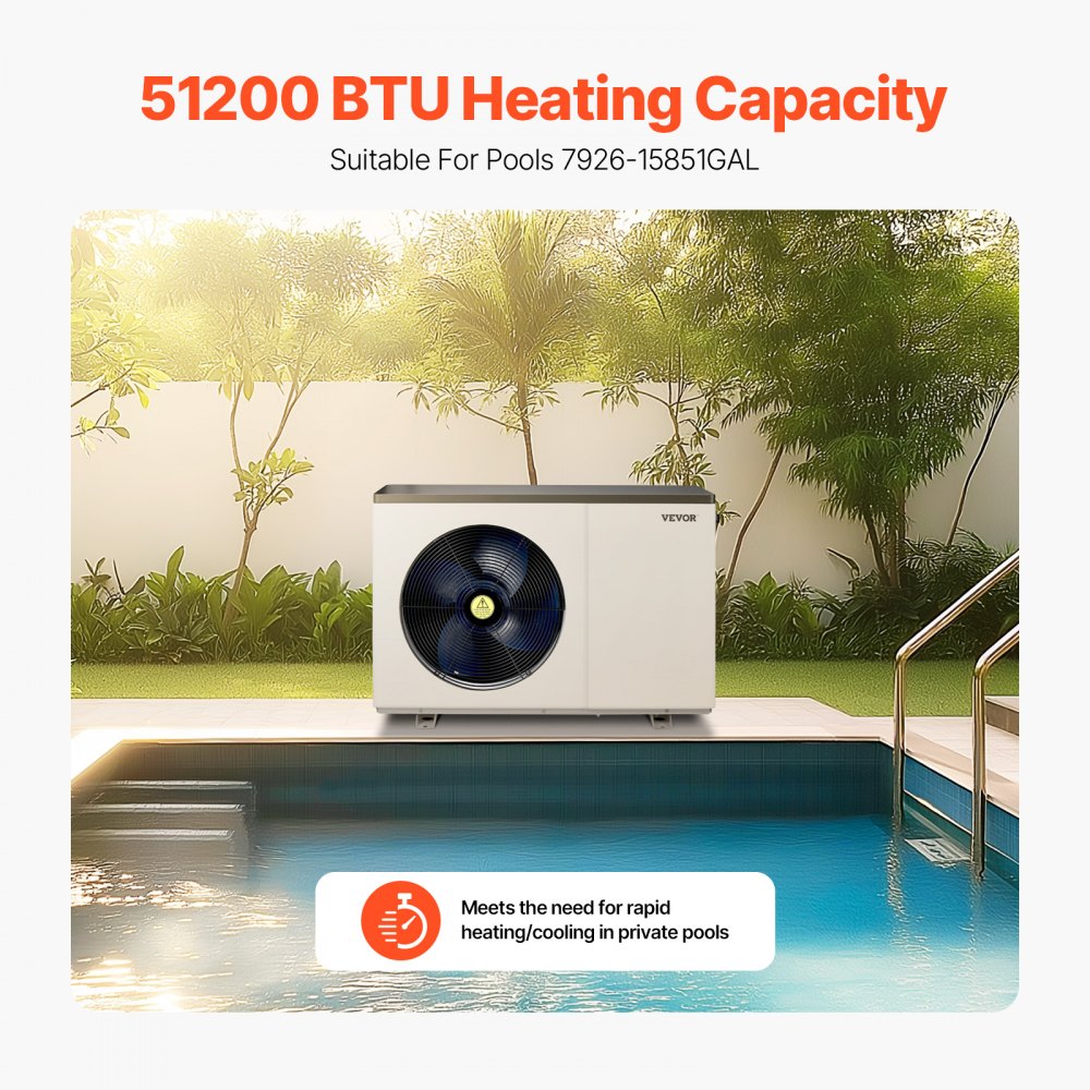 VDPYCA-150 - 51200 BTU Eco-Friendly Pool Heat Pump for 7926-15851 GAL Pools