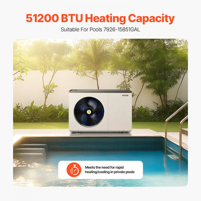 VDPYCA-150 - 51200 BTU Eco-Friendly Pool Heat Pump for 7926-15851 GAL Pools