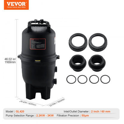 GL420 - 425Sq. Ft VEVOR Cartridge Pool Filter for Easy Clean Water