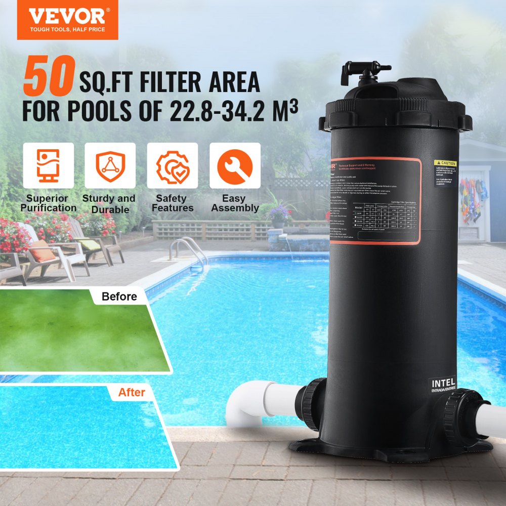 GL50 - VEVOR 50 Sq. Ft Cartridge Filter for Above & Inground Pools