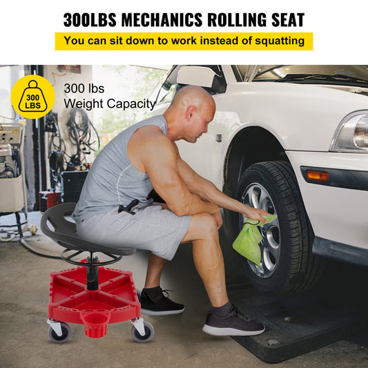 VVCCPDSJ4L - Adjustable 19" Rolling Stool with 300 LBS Capacity and Storage