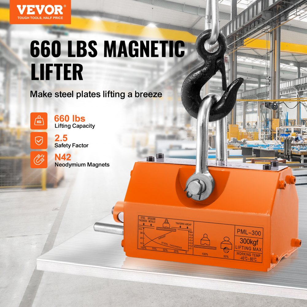 PML-300 - 660 lbs VEVOR Magnetic Lifter for Metal Fabrication