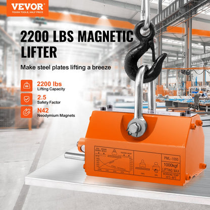 PML-1000 - 2200lbs Neodymium Magnetic Lifter for Heavy Steel Handling