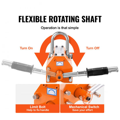 PML-2000 - 4400lbs Magnetic Lifter with Safety Handle & Chrome Hook