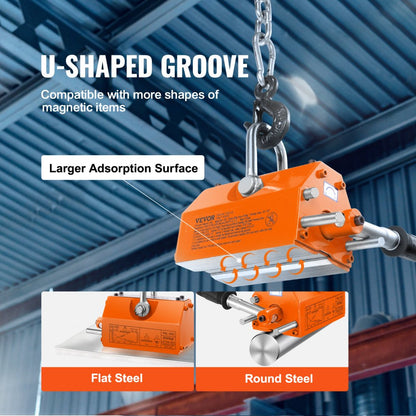PML-2000 - 4400lbs Magnetic Lifter with Safety Handle & Chrome Hook