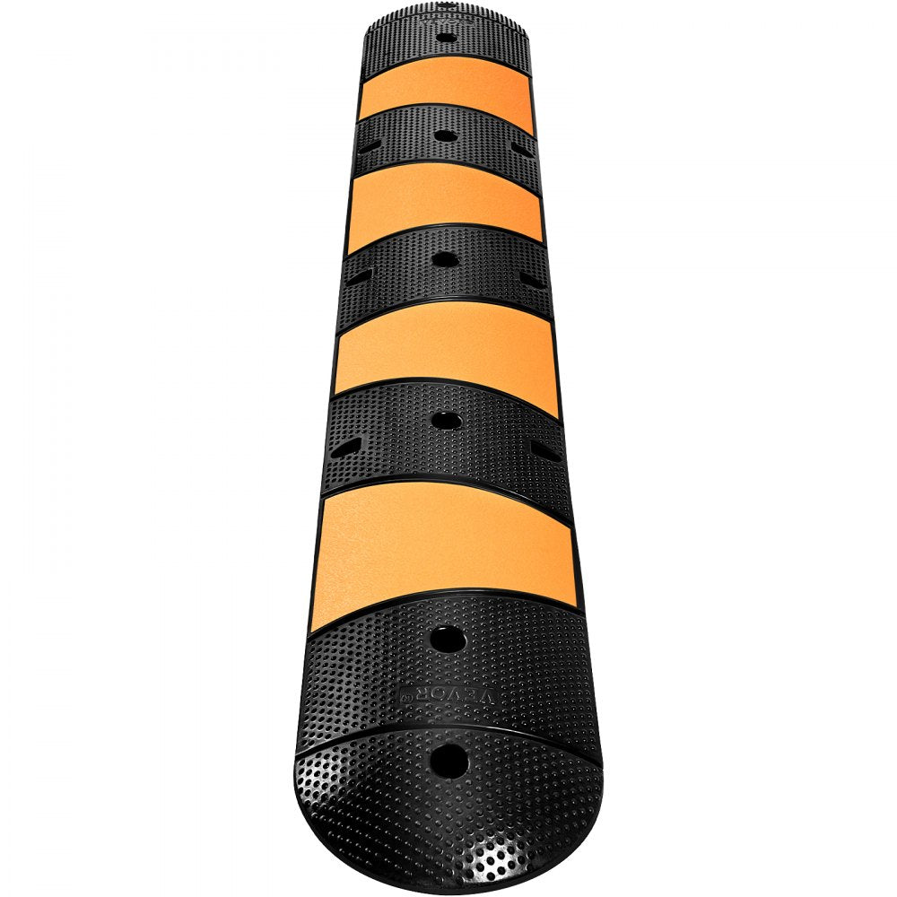 VV-GXB-JSD 72YC 1PCS+2DG - Durable 72" Rubber Speed Bump with Reflective Accents