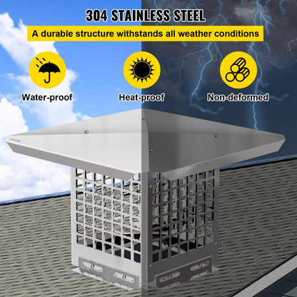 VV-YCZ-88 - 8" x 8" Adjustable Stainless Steel Chimney Cap for Outdoor Protection