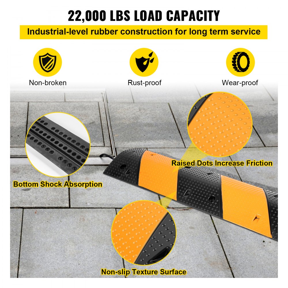 VV-GXB-JSD 40YC 2PCS - 40.2" Rubber Speed Bump for Traffic Control