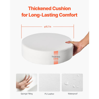 MST001-W - 15.7" Round Rolling Stool, 3.9" Cushion, 450 lbs Capacity