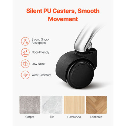 MST001-W - 15.7" Round Rolling Stool, 3.9" Cushion, 450 lbs Capacity