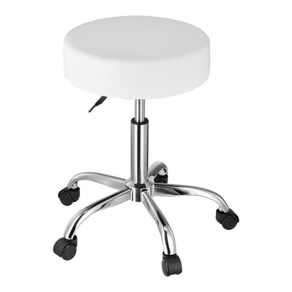 MST001-W - 15.7" Round Rolling Stool, 3.9" Cushion, 450 lbs Capacity