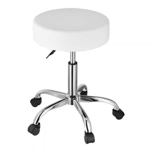 MST001-W - 15.7" Round Rolling Stool, 3.9" Cushion, 450 lbs Capacity