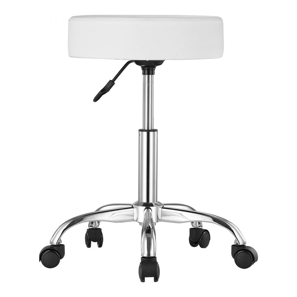 MST001-W - 15.7" Round Rolling Stool, 3.9" Cushion, 450 lbs Capacity