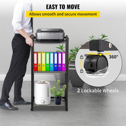 DYJZJ-004 - 3-Tier Rolling Printer Stand with Adjustable Height, 42” Tall
