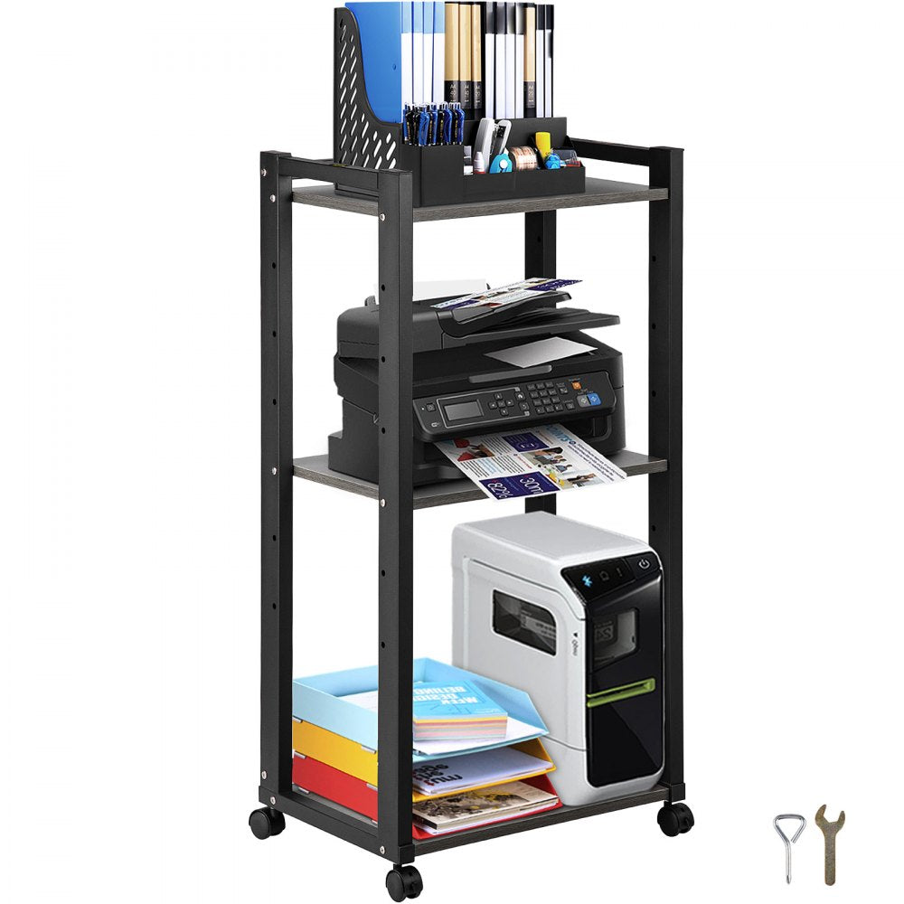 DYJZJ-004 - 3-Tier Rolling Printer Stand with Adjustable Height, 42” Tall