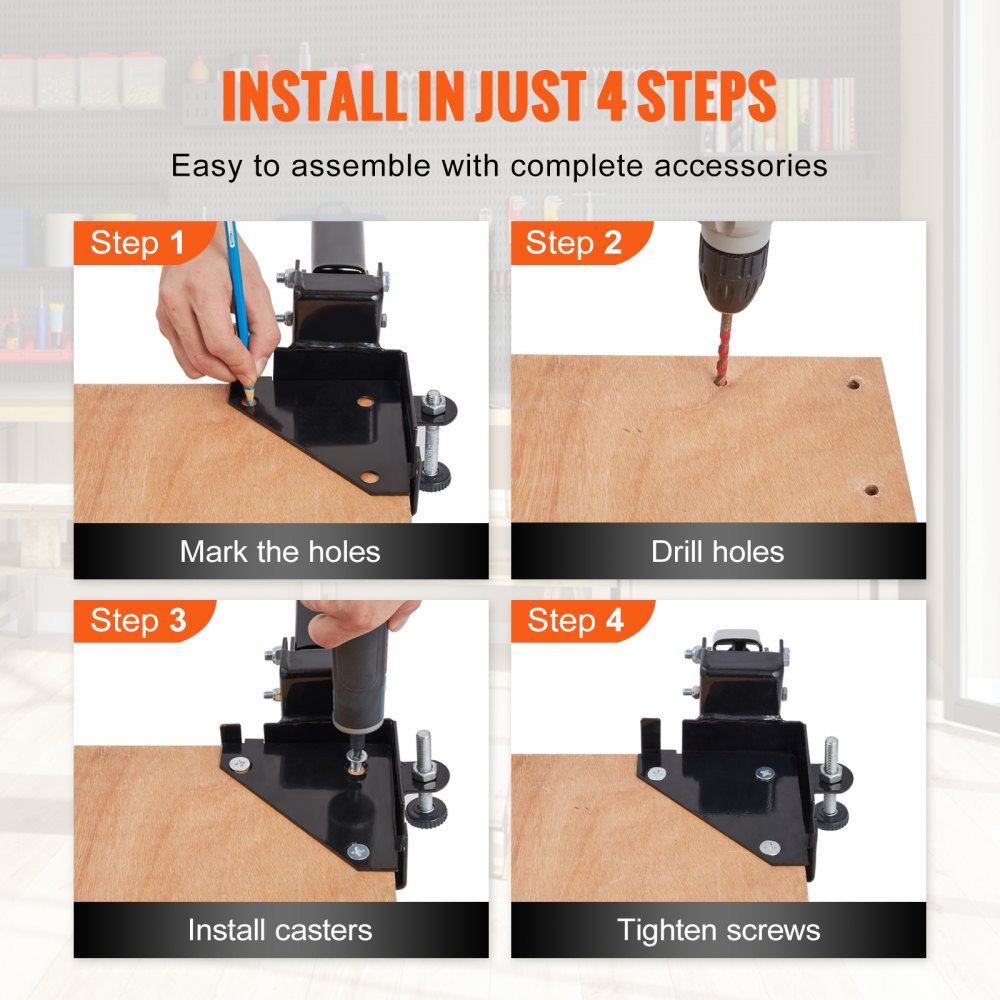 GZB88096 - Heavy-Duty Adjustable Mobile Base for Woodworking Tools, 400 lbs Capacity