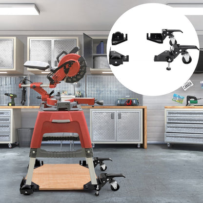 GZB88096 - Heavy-Duty Adjustable Mobile Base for Woodworking Tools, 400 lbs Capacity