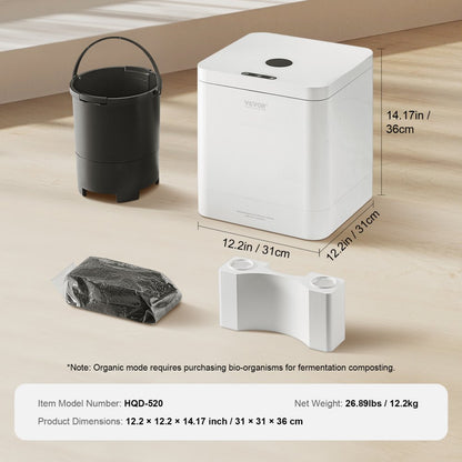 HQD-520 - 5L Electric Countertop Composter with Smart Controls and Safety Lock
