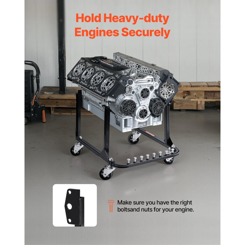 XXJD1500ZE - Heavy-Duty 750 lbs Engine Stand with 4 Casters & Adjustable Hooks