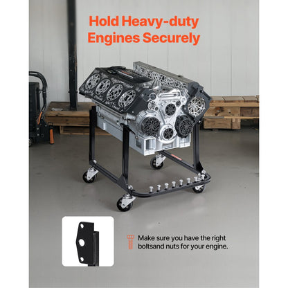 XXJD1500ZE - Heavy-Duty 750 lbs Engine Stand with 4 Casters & Adjustable Hooks