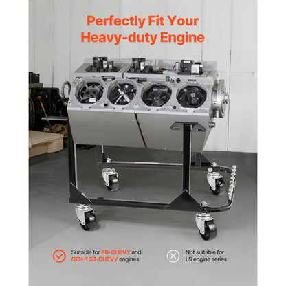 XXJD1500ZE - Heavy-Duty 750 lbs Engine Stand with 4 Casters & Adjustable Hooks