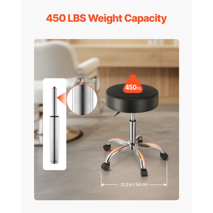 MST001-B - Adjustable VEVOR Rolling Stool, 450 lbs Capacity, 3.9" Cushion