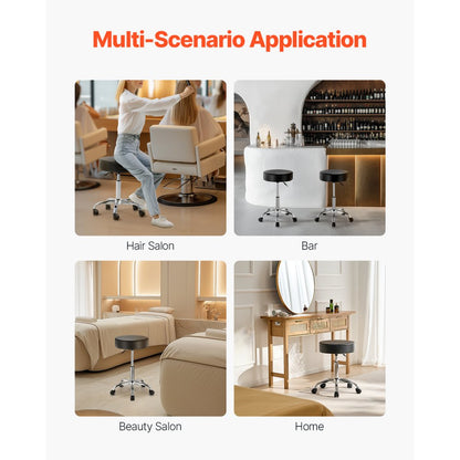 MST001-B - Adjustable VEVOR Rolling Stool, 450 lbs Capacity, 3.9" Cushion