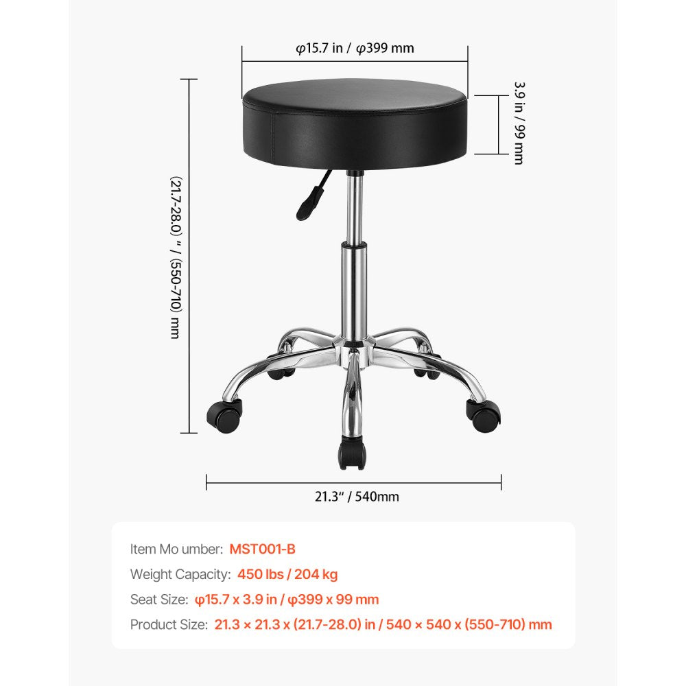 MST001-B - Adjustable VEVOR Rolling Stool, 450 lbs Capacity, 3.9