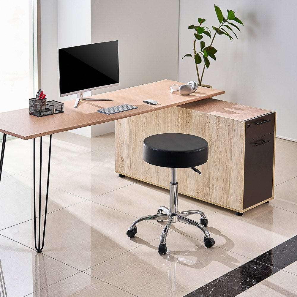 MST001-B - Adjustable VEVOR Rolling Stool, 450 lbs Capacity, 3.9" Cushion