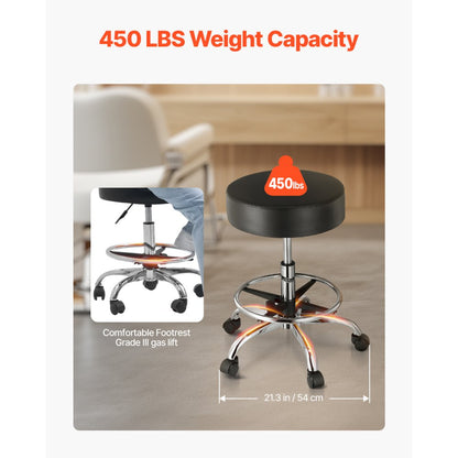 MST001-F - Comfortable 3.9" Cushion Rolling Stool with Hydraulic Lift