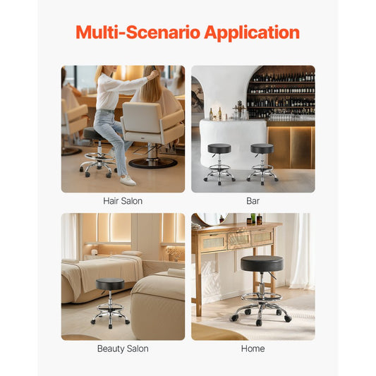 MST001-F - Comfortable 3.9" Cushion Rolling Stool with Hydraulic Lift