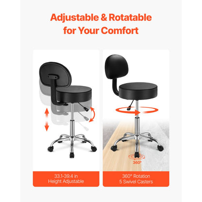 MST002 - 3.9" Cushioned Rolling Stool with Hydraulic Lift and 450 lbs Capacity