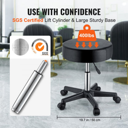 PST001 - VEVOR Adjustable Rolling Stool, 18.1"-23.8" Height, 400 lbs Capacity