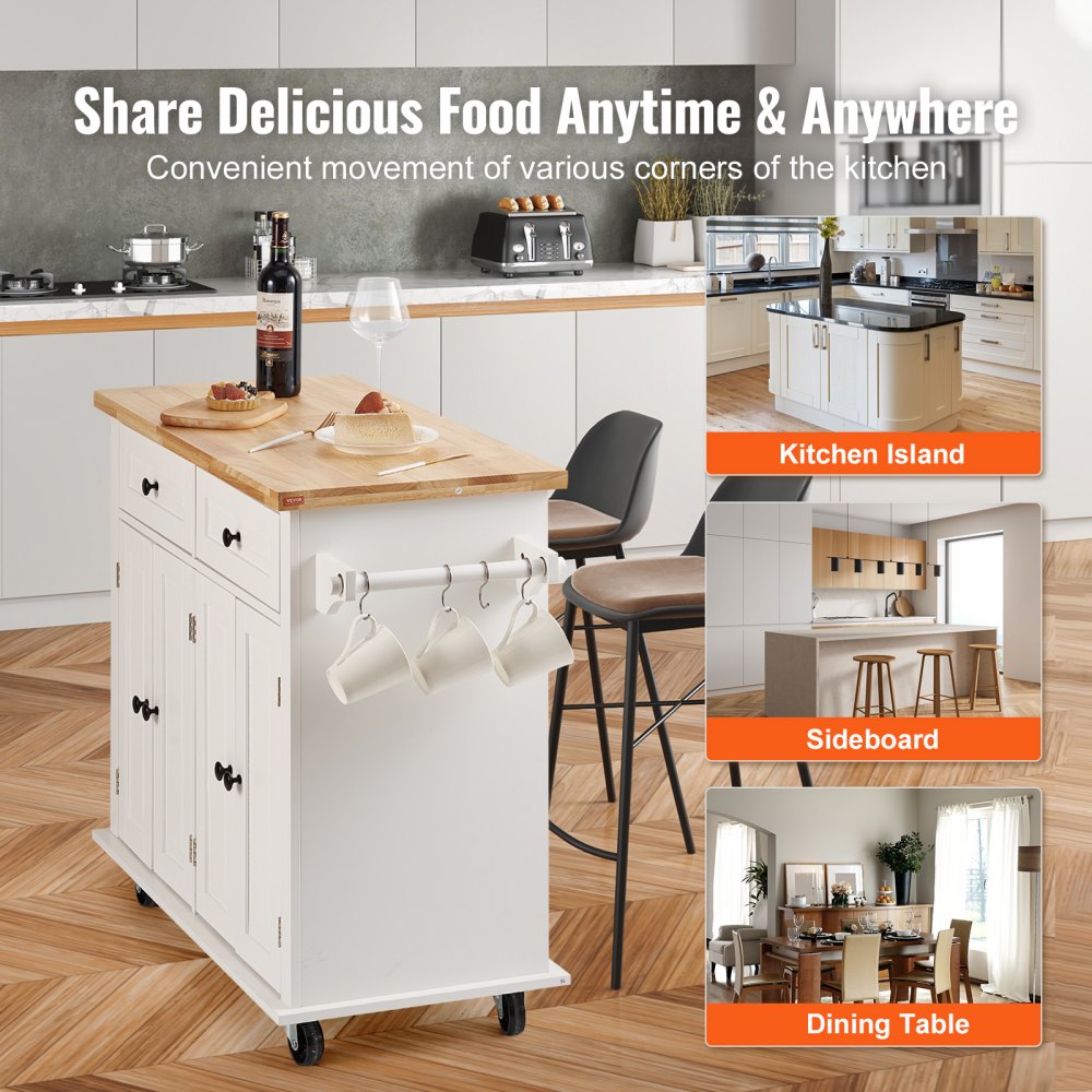 SR191276 - Elegant 35.4" VEVOR Kitchen Island Cart with Solid Wood Top