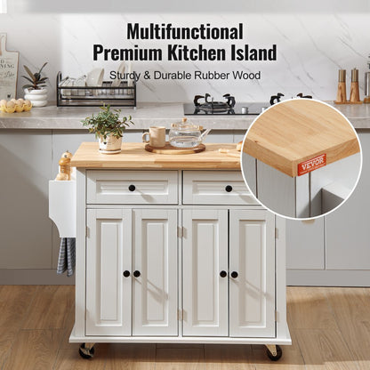 SR191276 - Elegant 35.4" VEVOR Kitchen Island Cart with Solid Wood Top