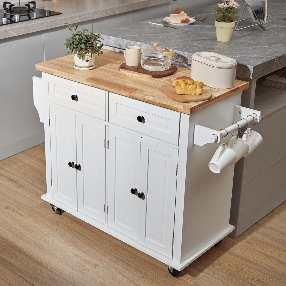 SR191276 - Elegant 35.4" VEVOR Kitchen Island Cart with Solid Wood Top