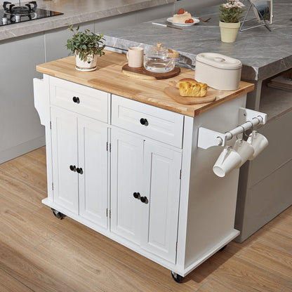 SR191276 - Elegant 35.4" VEVOR Kitchen Island Cart with Solid Wood Top