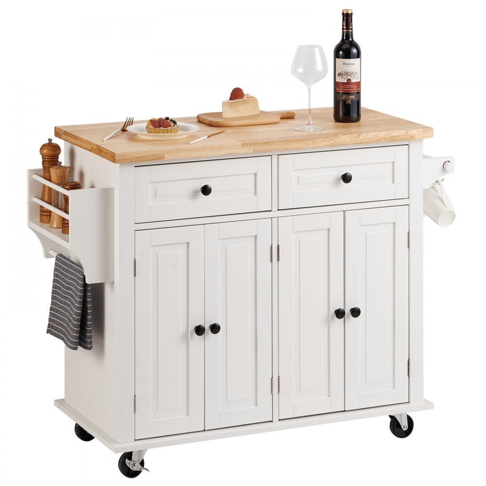 SR191276 - Elegant 35.4" VEVOR Kitchen Island Cart with Solid Wood Top