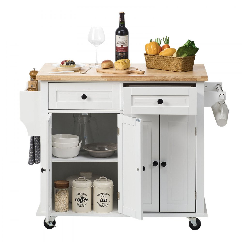 SR191276 - Elegant 35.4" VEVOR Kitchen Island Cart with Solid Wood Top