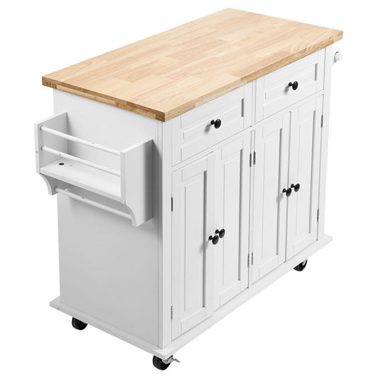 SR191276 - Elegant 35.4" VEVOR Kitchen Island Cart with Solid Wood Top