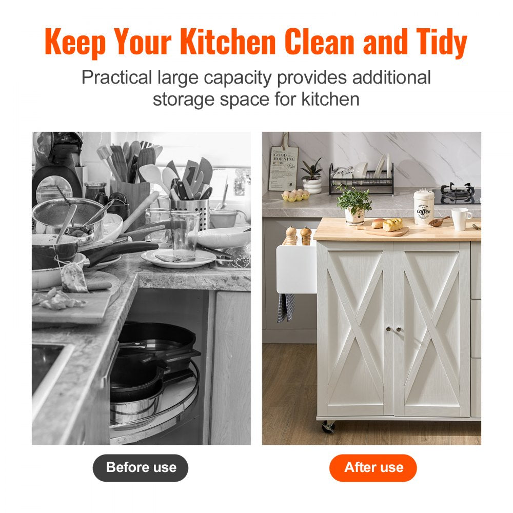 SR221265 - VEVOR Solid Wood Kitchen Island Cart with Drop Leaf & Storage
