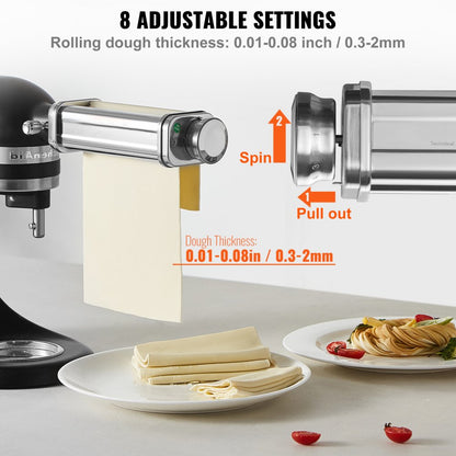ZA-NTK92 - Versatile Stainless Steel Pasta Roller for KitchenAid Mixer