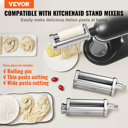 ZA-NTK16 - Stainless Steel Pasta Roller with 8 Settings for KitchenAid Mixers