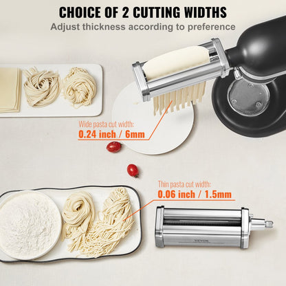 ZA-NTK16 - Stainless Steel Pasta Roller with 8 Settings for KitchenAid Mixers
