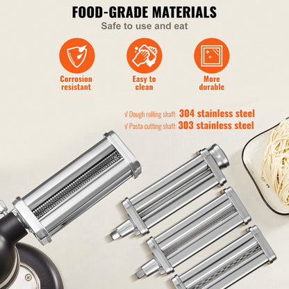 ZA-NTK16 - Stainless Steel Pasta Roller with 8 Settings for KitchenAid Mixers