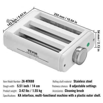 ZA-NTK88 - 3-in-1 Stainless Steel Pasta Maker for KitchenAid Mixers