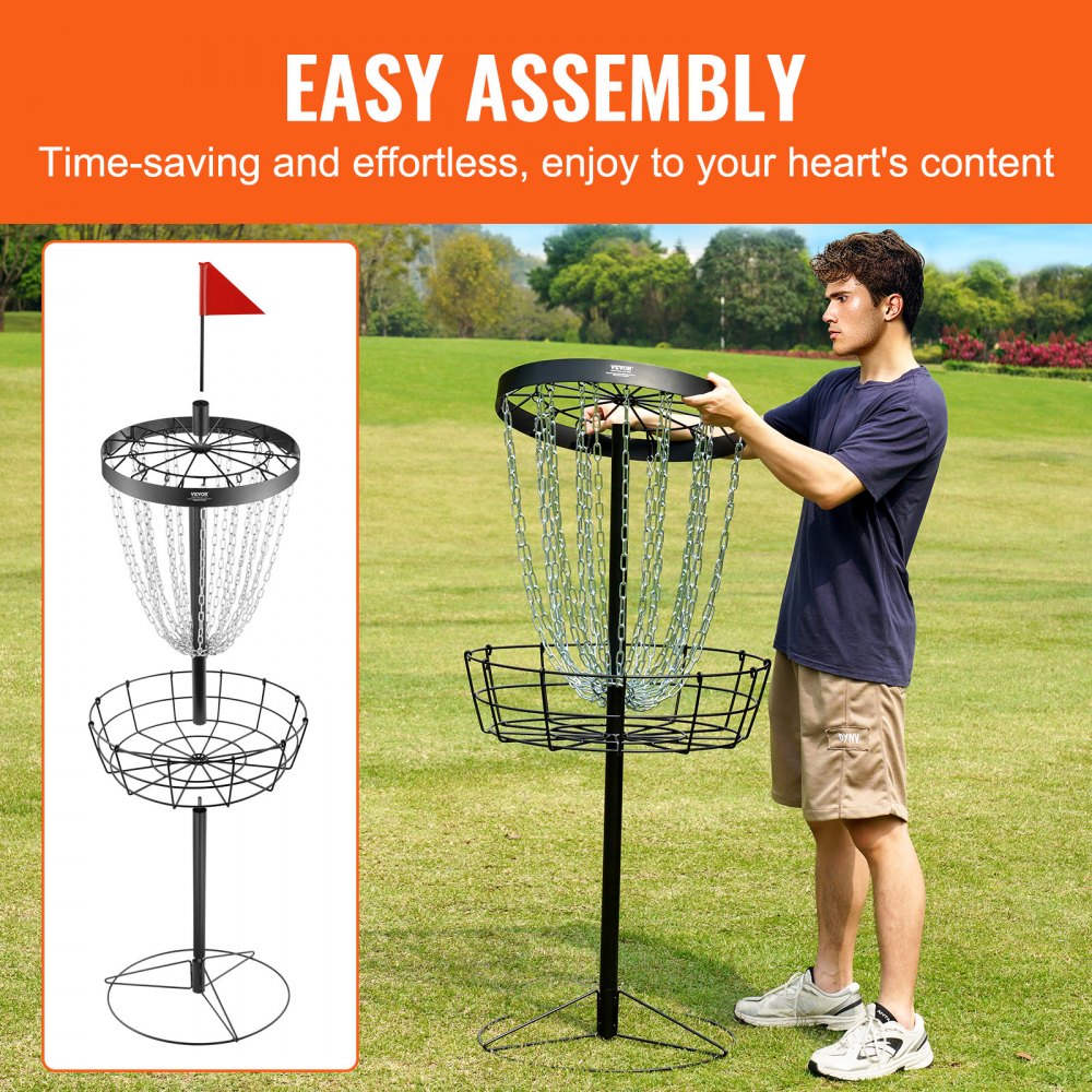 GL8002 - Durable Steel Disc Golf Basket, Easy Setup and Transport
