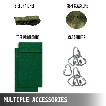 010195884875 - 36FT Kids Ninja Warrior Course with 7 Obstacles and Safety Clips