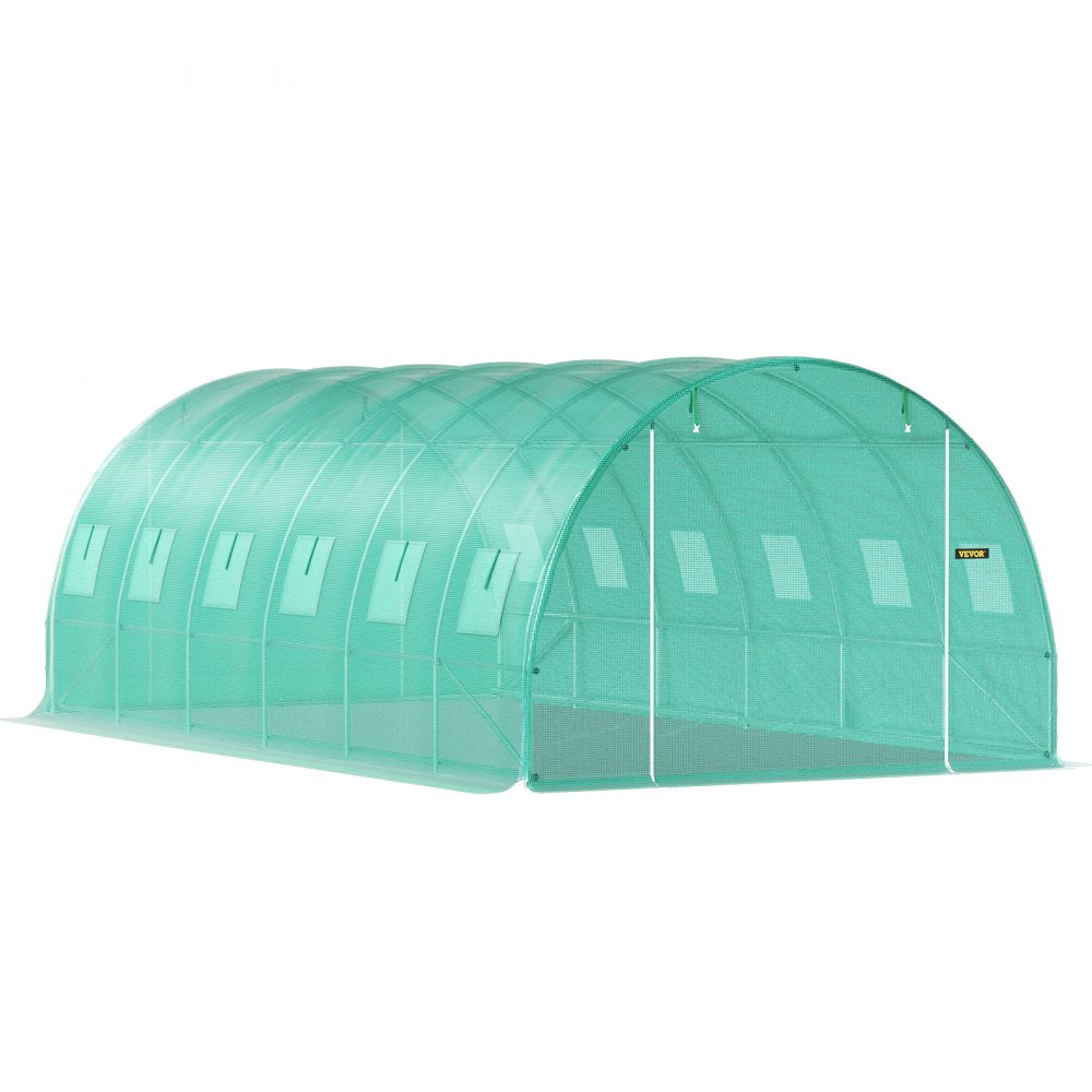 VV-TG-12107GREEN - Sturdy 3-Beam Tunnel Greenhouse for Optimal Plant Growth