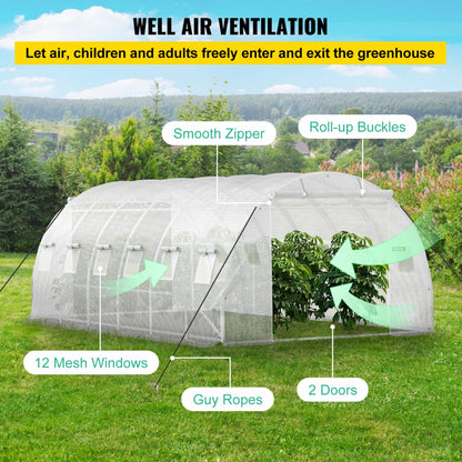 VV-TG-12107WHITE - 20x10ft Portable Greenhouse with Galvanized Steel Structure